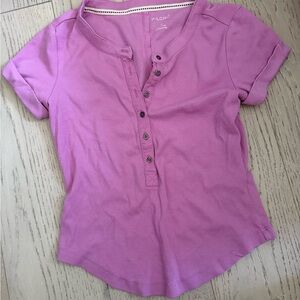 Pilcro Mauve Buttoned Henley Tee